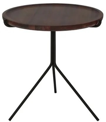 Mesa de Apoio Lopes Baixa Tampo Castanho Estrutura Preta 43cm - 60142 Sun House