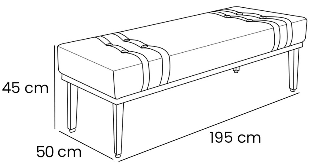 Recamier Santorini SPZ 195cm Veludo - ADJ Decor