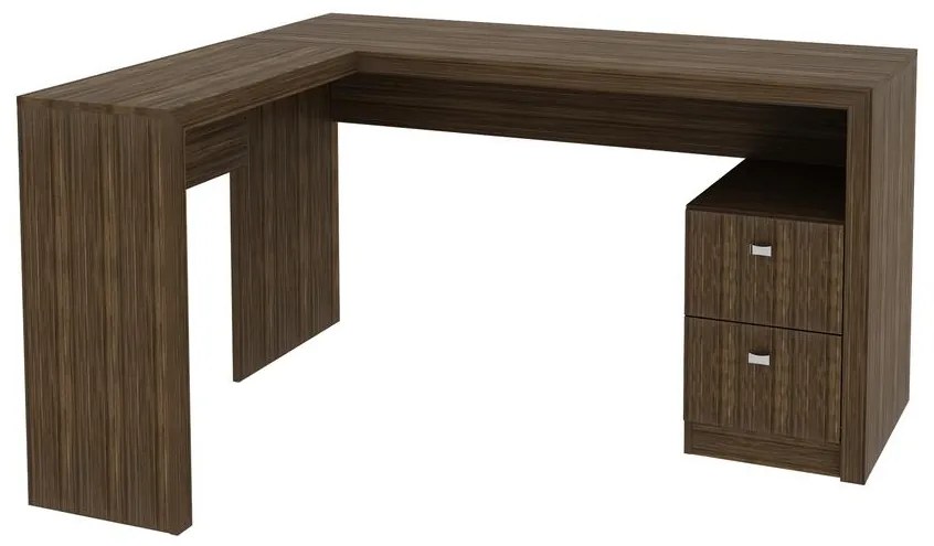 Escrivaninha Mesa Canto Escritório Office 2 Gavetas Nogal