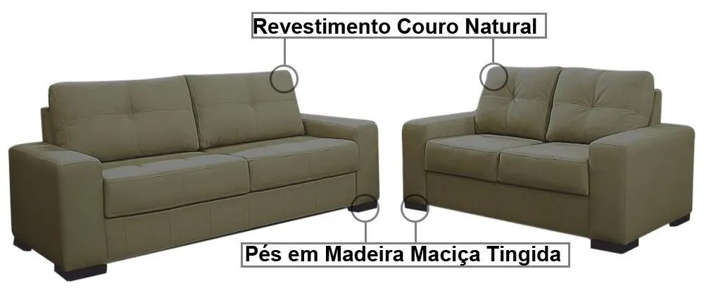 Sofá 2 e 3 Lugares Turim Couro Fendi G58 - Gran Belo