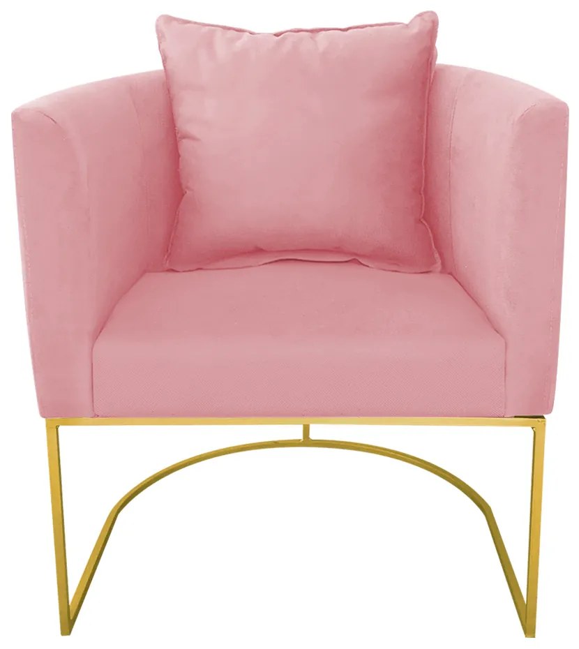 Poltrona Paola Suede Base Metálica Dourado D03 - D'Rossi Bege - Rose