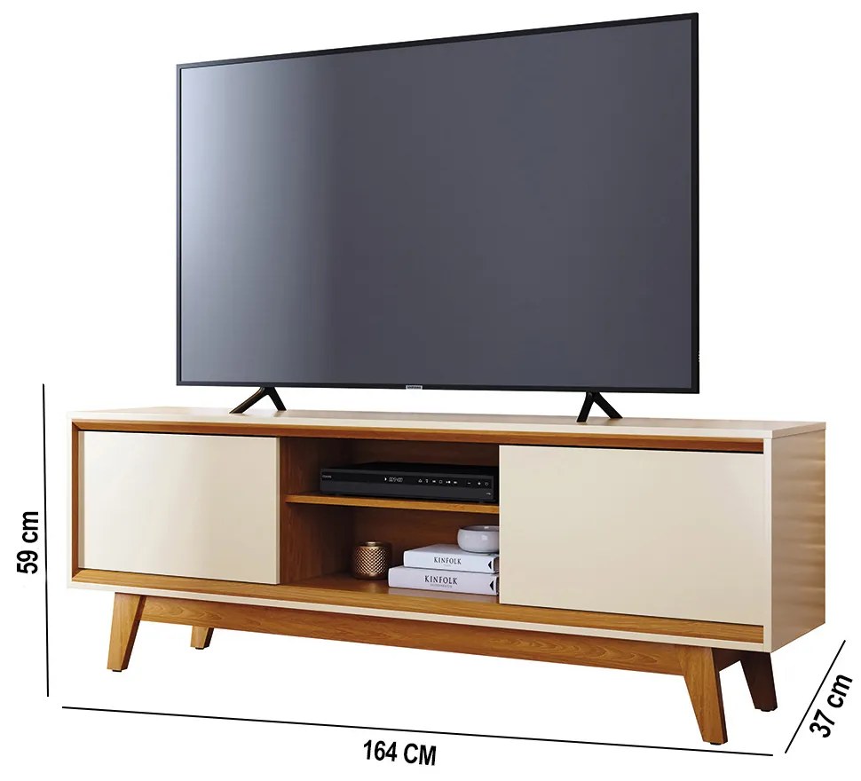 Rack TV 65 Pol 164cm Bancada para Sala Mylan M20 - D'Rossi - Cinamomo e Off White
