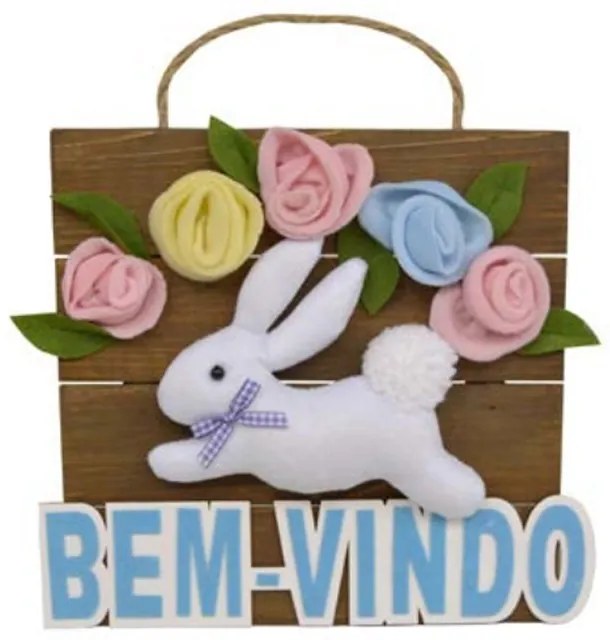 Enfeite Placa Decorativa Coelho 30x20x1 Cm - D'Rossi