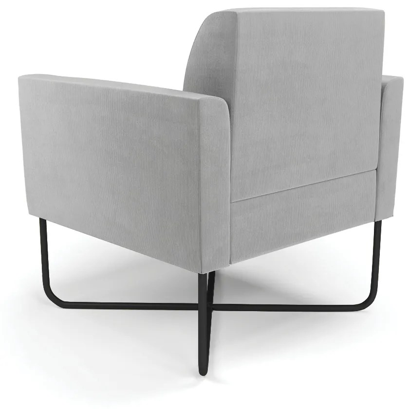 Kit 2 Poltronas Base X Industrial Preto Marisa Suede D03 - DRossi - Cinza