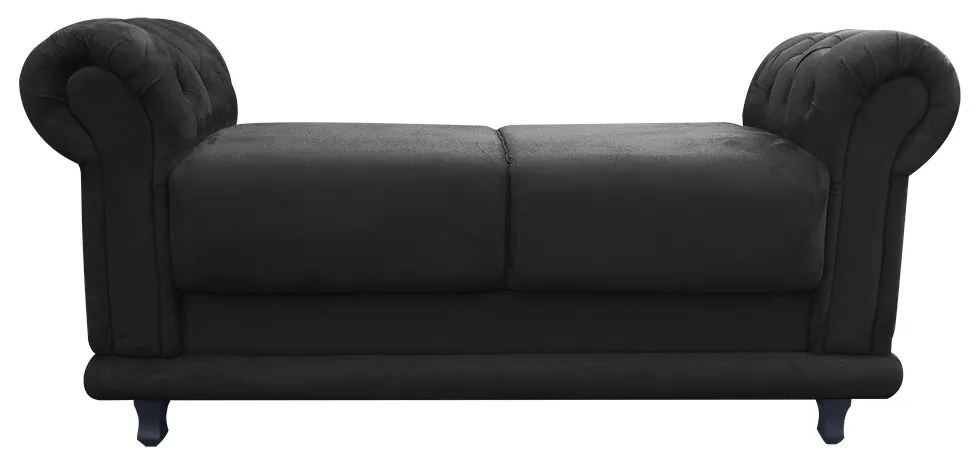 Recamier Barcelona Namoradeira Calçadeira Suede D'Rossi - Preto