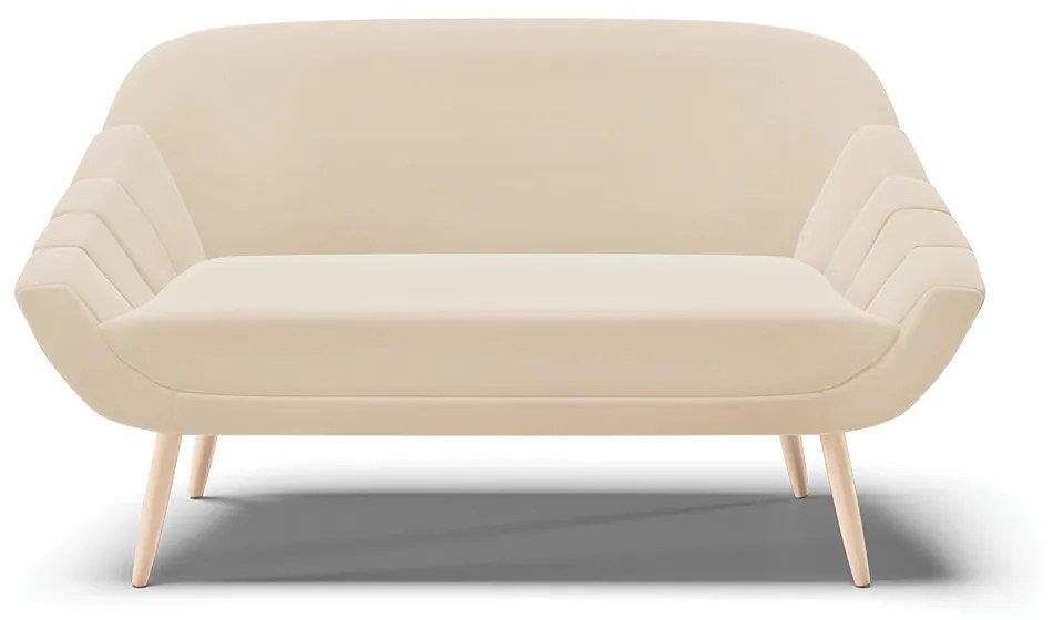 Kit 01 Namoradeira 02 Lugares e 02 Poltronas Giovana Suede Bege Pés Palito Natural - D'Rossi
