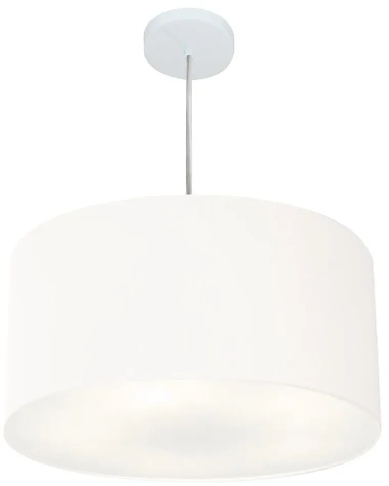 Lustre Pendente Cilíndrico Md-4213 Cúpula em Tecido 50x30cm Branco - Bivolt