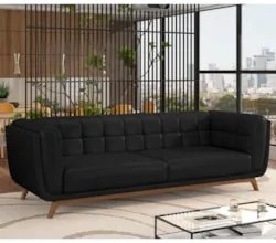 Sofá Living Decorativo 2 Lugares 180cm Bellart Z32 Sintético Preto - M