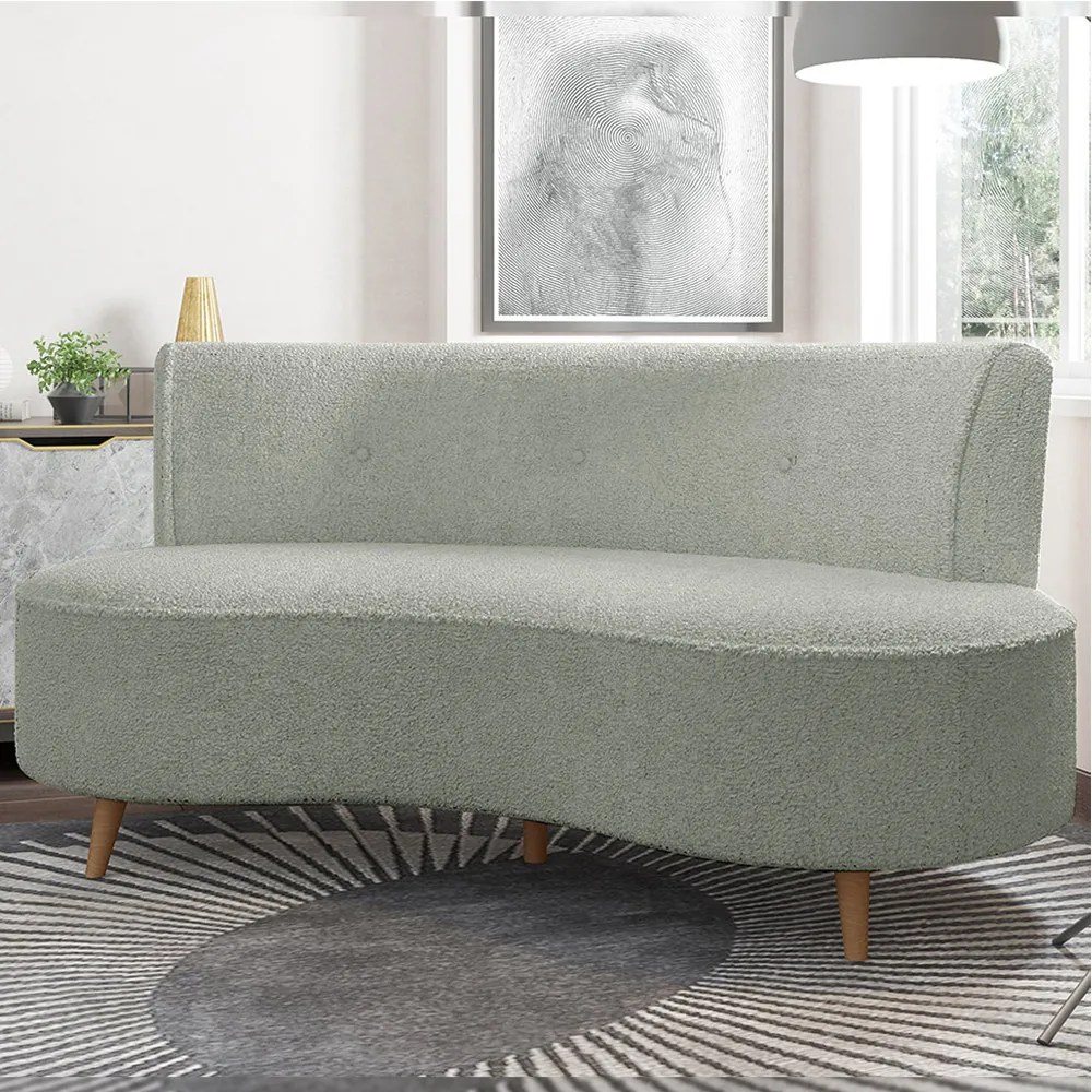 Sofá Living 2 Lugares 160cm Aang Pés Palito Bouclê Cinza G33 - Gran Belo