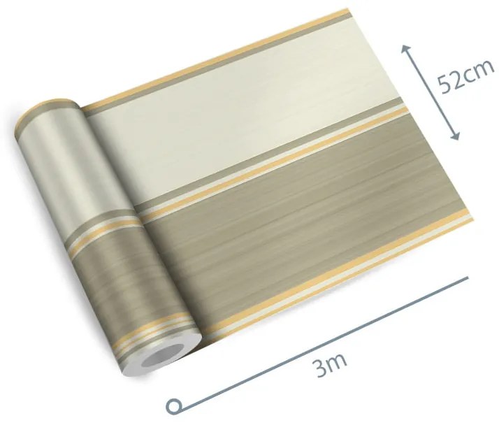 Papel de Parede Listrado amarelo e verde 0.52m x 3.00m