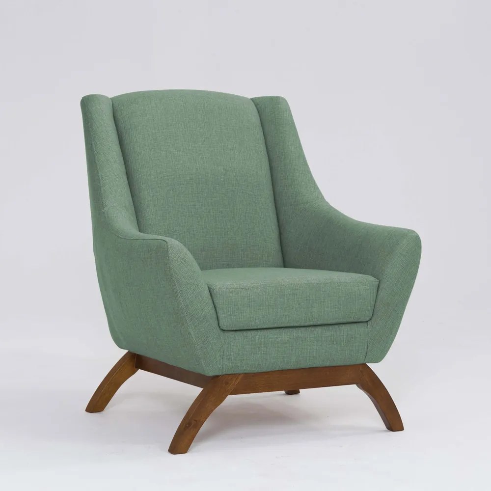 Poltrona Decorativa Mildred D07 Pés Madeira Linho Mescla Verde - D'Rossi