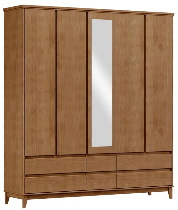 Guarda Roupa MDF 5 Portas Cullen 6 Gavetas Freijó - G74 - Gran Belo