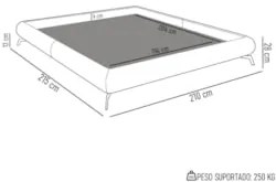 Cama King Base Box 193x203cm Pés de Ferro Cold Z37 Linho Bege - Mpozen