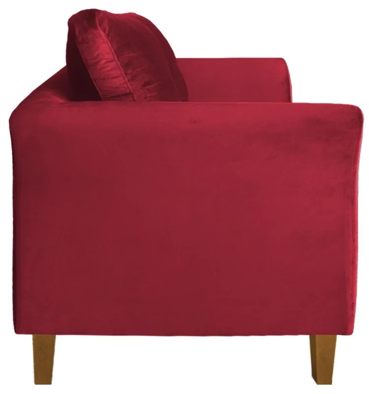 Kit Sofá Namoradeira + 2 Poltronas Ibis Decorativa Suede Vermelho