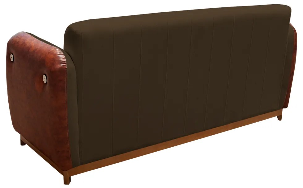 Sofá 3 Lugares Liverpool 1,90 m Compose Corino Ocre/Marrom C/ Botão - Decorar Estofados