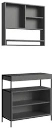 Gabinete de Banheiro Liny 80cm e Espelheira Moscow Grafite Z54 - Mpoze