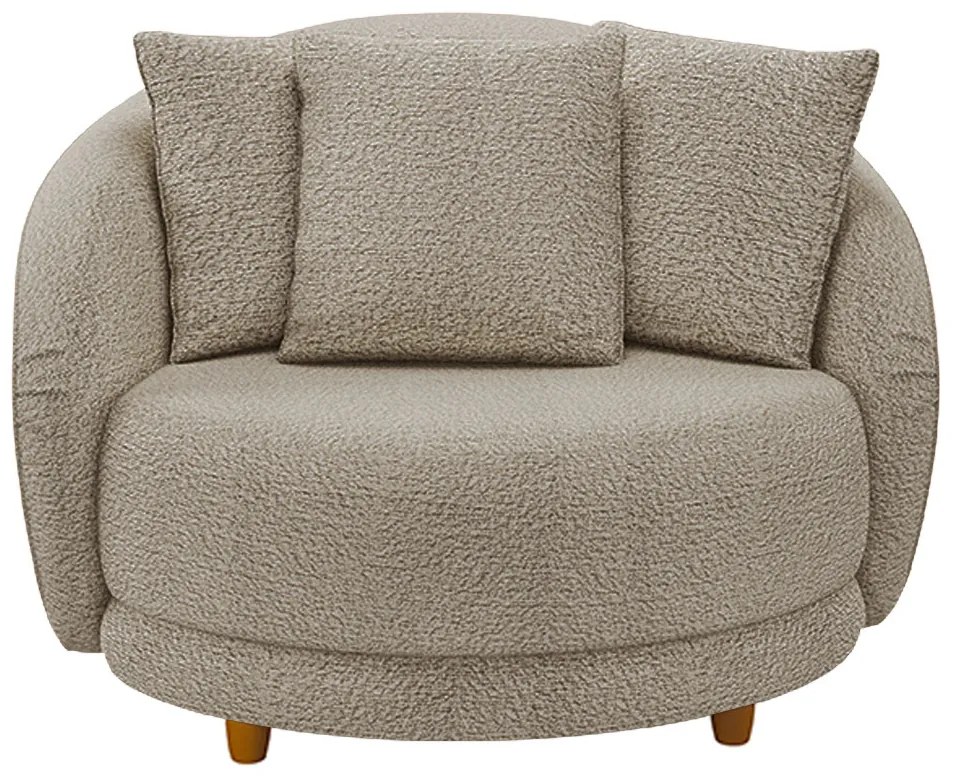 Poltrona Decorativa Base Fixa Galáxia com Almofadas Boucle Bege G45 - Gran Belo