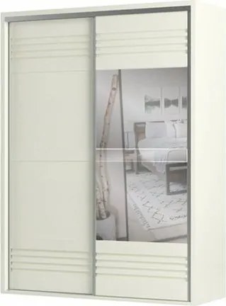 Roupeiro Menfis 2 Portas com Espelho cor Off White 180cm - 66682 Sun House