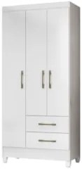 Guarda Roupa Solteiro 82cm 3 Portas Zeno Flex Branco Z17     - Mpozena