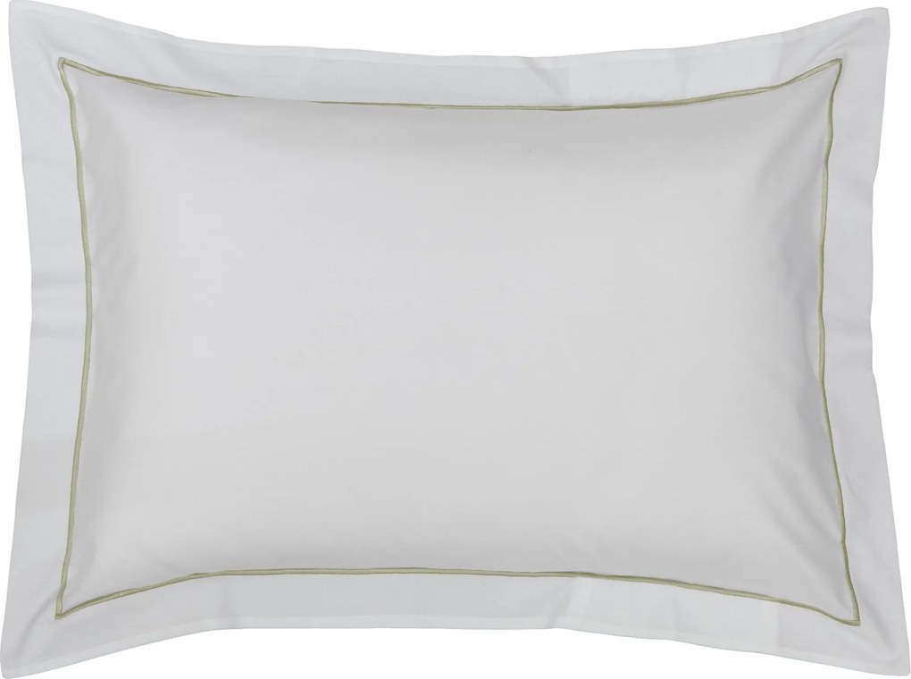 Jogo 2 Fronhas Kacyumara 300 Fios Festoné Lázio - Branco e Gold  50 x 70 cm