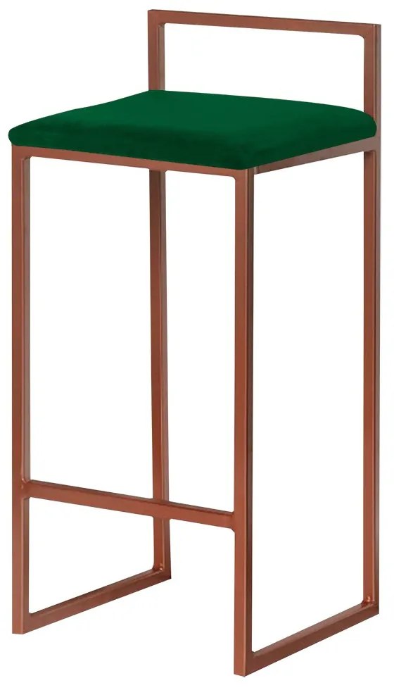 Banqueta Decorativa Jasmine Base Bronze Suede Verde G41 - Gran Belo