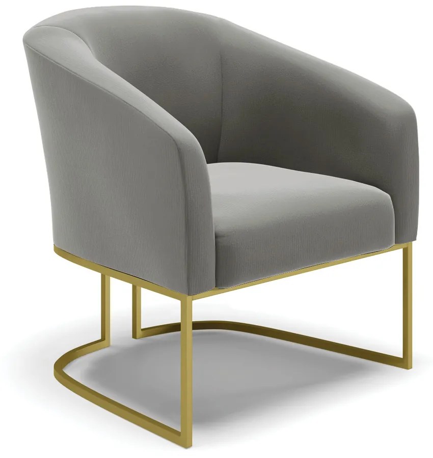 Namoradeira e Poltrona Base Industrial Dourado Stella Suede D03 - D'Rossi - Grafite