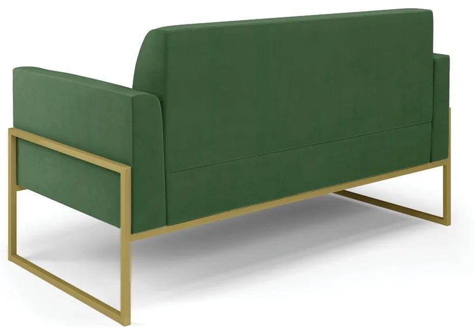Sofá Namoradeira com Poltrona Base Industrial Alta Dourado Marisa Suede D03 - D'Rossi - Verde