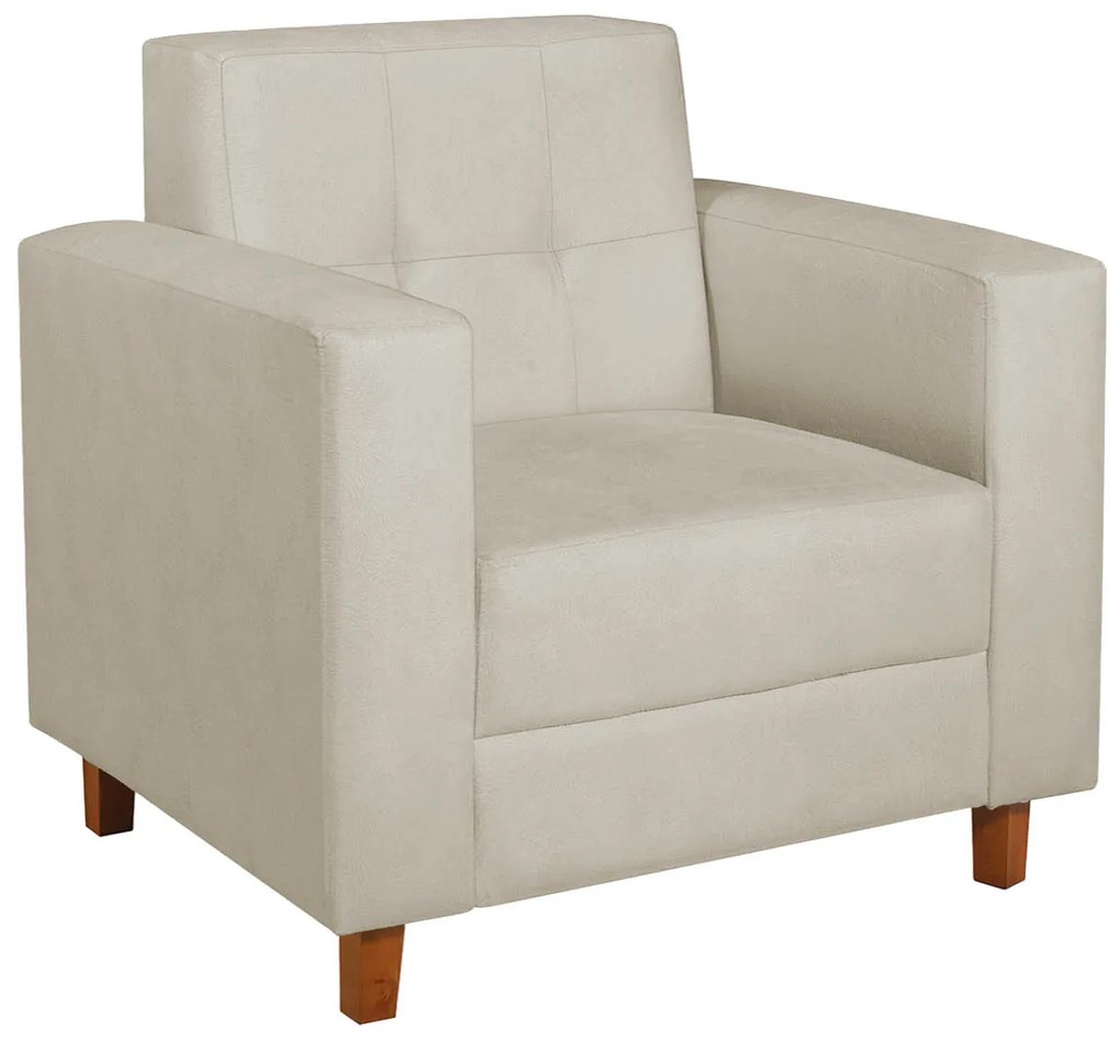 Poltrona Decorativa Denver Linho Bege - ADJ Decor