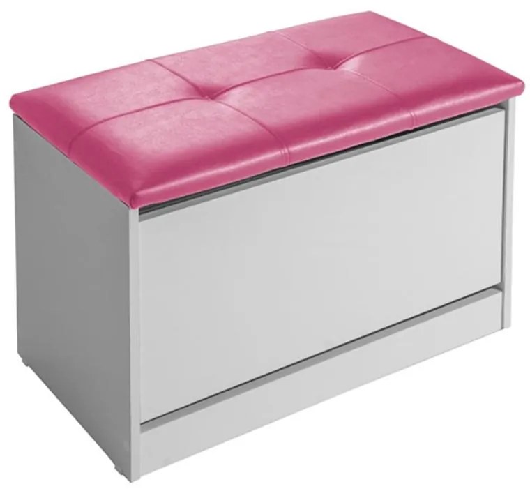 Sapateira Puff Bau Cama Versatile Premium Luxo Até 12 Pares Branco - Estofado Rosa