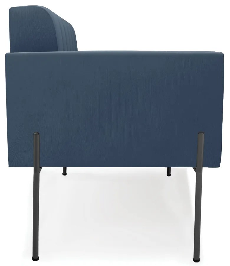 Sofá Namoradeira 2 Lugares Pé de Ferro Preto Elisa Suede D03 - D'Rossi - Azul Marinho