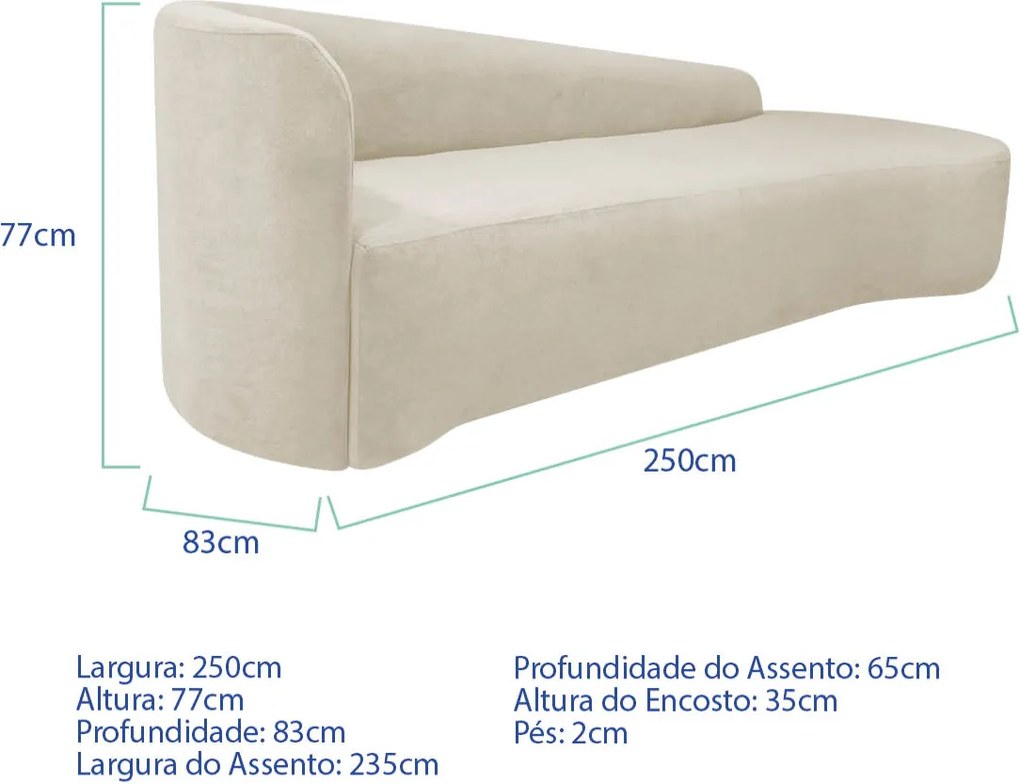 Kit Sofá Curvo França 250cm LD. e Poltrona Luiza Max Conforto, Elegância e Design Moderno Bouclé