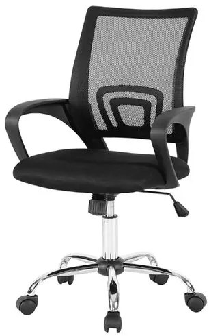 Cadeira Office Manchester Tela Preta Base Cromada -  62612 Sun House