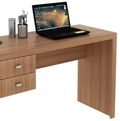 Mesa para Escritório 02 Gavetas ME4123 Amêndoa - Tecno Mobili