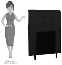Cabeceira Cama Box Solteiro 90cm Luna Sintético Preto Z51 - Mpozenato
