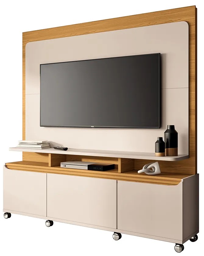 Home Estante para TV de até 70 Polegadas 2 Portas e 1 Gaveta MDP/MDF Mania OffWhite/Cinamomo G26 - Gran Belo