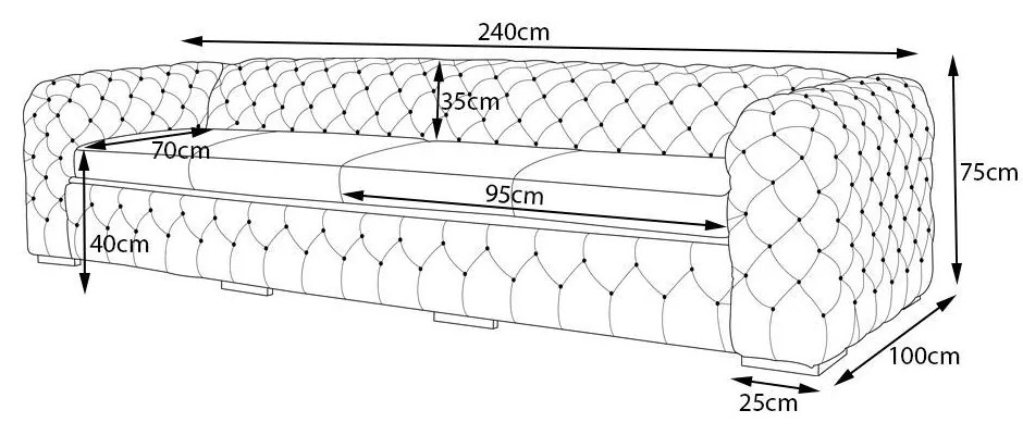 Sofá 3 Lugares Astúria 240cm Couro Vermelho G58 - Gran Belo
