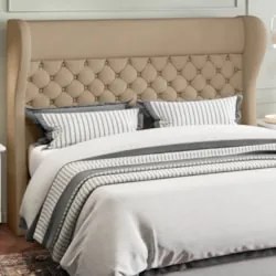 Cabeceira Cama Box Casal Queen 160cm Trinidad Z37 Veludo Bege - Mpozen