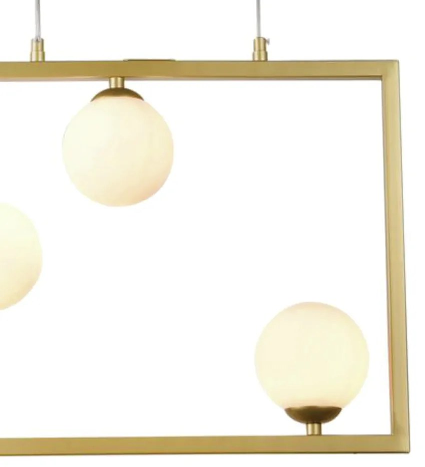 Pendente Balanço 35X45Cm 3Xg9 Retangular Horizontal Metal Dourado Vidr...