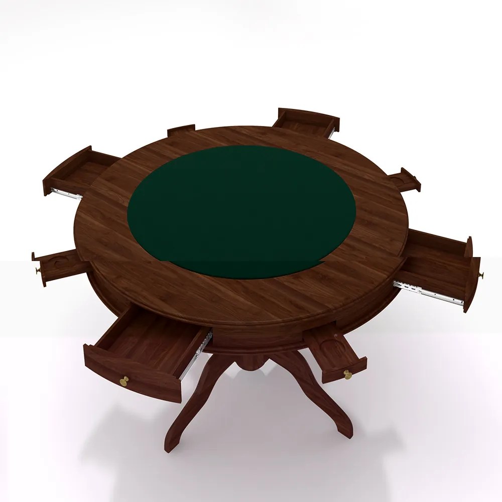 Conjunto Mesa de Jogos Carteado Bellagio Tampo Reversível e 4 Cadeiras Madeira Poker Base Estrela Veludo Preto/Imbuia G42 - Gran Belo