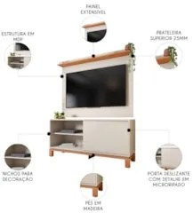 Painel Para TV 45 Pol e Rack Bancada 136cm Lucca Off/Freijó C01 - Mpoz