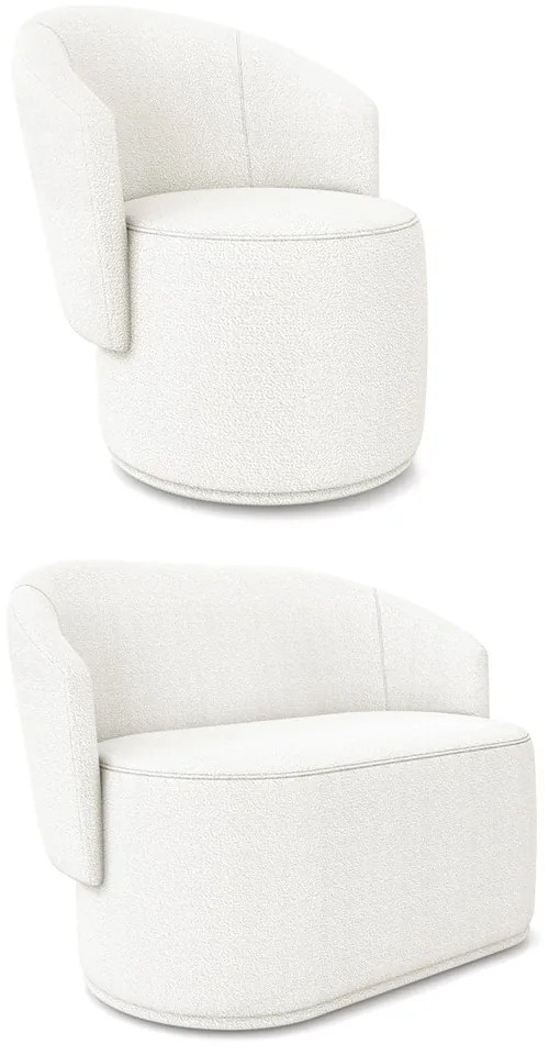 Sofá Namoradeira e Poltrona Orgânica para Sala Malu Bouclê M11 - D'Rossi - Off White