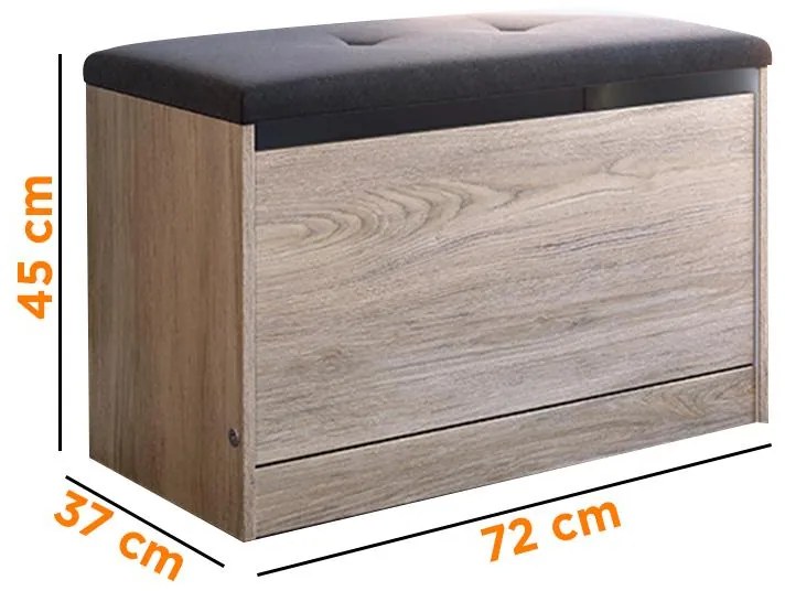 Sapateira Puff Cama Quarto Multifuncional Decoração Aveiro/cinza
