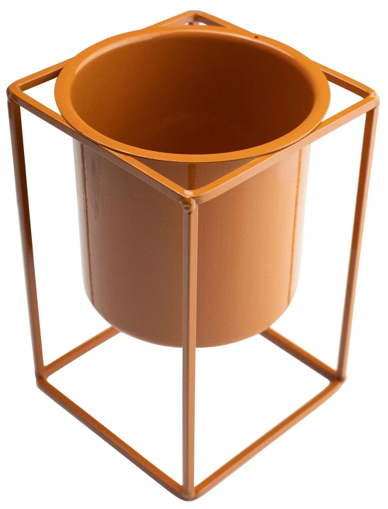 Vaso Decorativo Terracota Com Suporte Em Metal 16x11 Cm F04 - D'Rossi