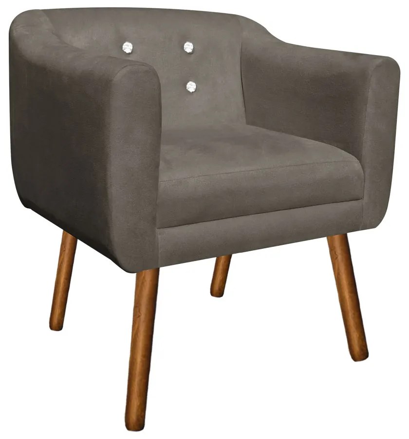 KIT 02 POLTRONAS JULIA SUEDE COM STRASS  - Marrom Rato