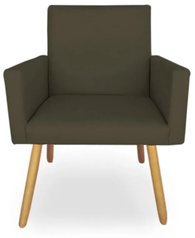 Poltrona Decorativa Nina Pés Palito Madeira Suede Marrom - Sheep Estofados - Marrom