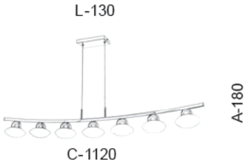 Pendente Retangular Vidro Disco 112X13X18Cm Metal E Vidro 7 X G9 | Old... (CROMADO)