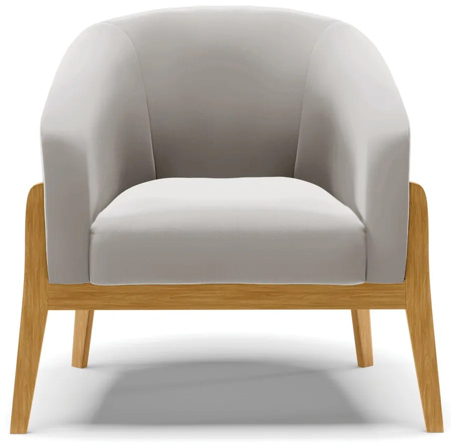Poltrona Decorativa Base de Madeira Stella Veludo Cinza D03 - D'Rossi
