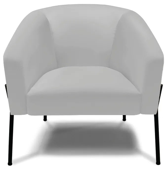 Poltrona Decorativa Pé de Ferro Preto Stella Sintético  D03 - D'Rossi - Cinza