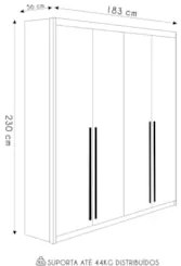 Guarda Roupa Solteiro 4 Portas 183cm Dubai Nature/Fendi - Vila Ri