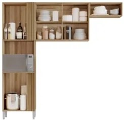 Armário de Cozinha 210cm Com Tampo Hanna Atacama/Grafite A15  - Mpozen